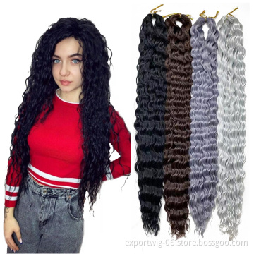Long synthetic yaki ombre synthetic braiding hair Curly Egyotian Water Wave Crochet Wavy Braiding Hair